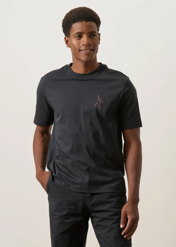 T-shirt imprimé en coton bio | noir "Cosmic - carbon", Bask in the Sun