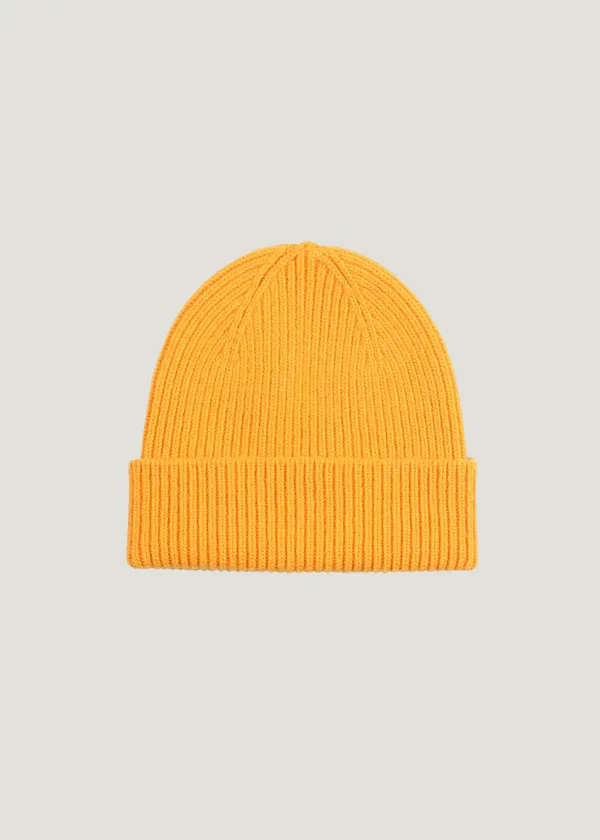 Bonnet en laine mérinos recyclée | jaune "merino wool beanie - burned yellow", Colorful Standard