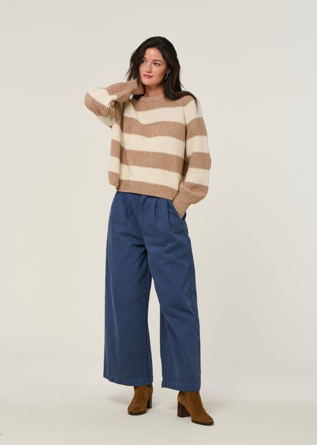 Gestreifter Pullover aus Wolle und Bio-Baumwolle | Beige "kaagi stripes - camel melange", Armedangels, Foto 4