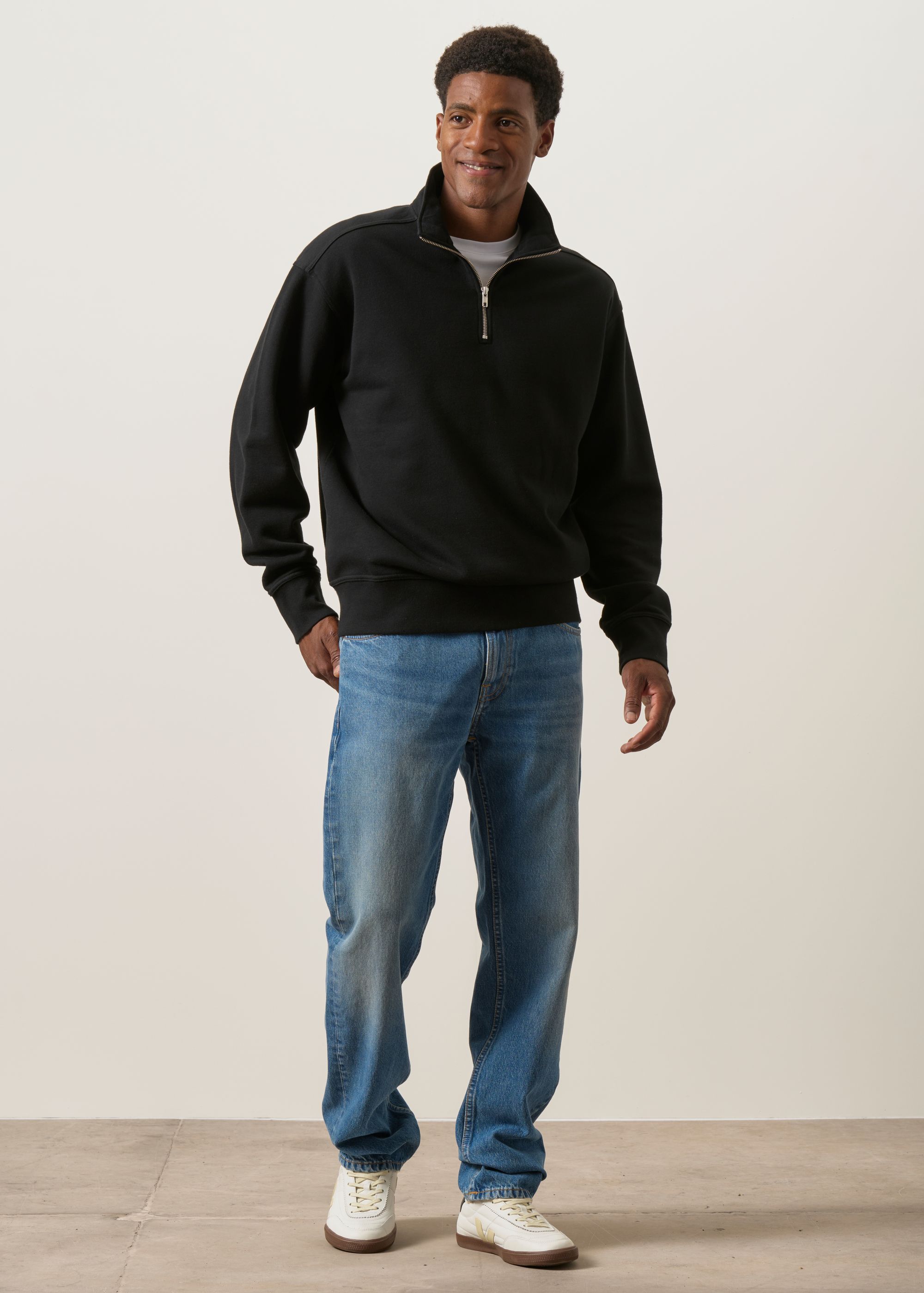 Troyer-Sweatshirt mit Reißverschlusskragen aus Bio-Baumwolle | schwarz, WeDressFair, Foto 5