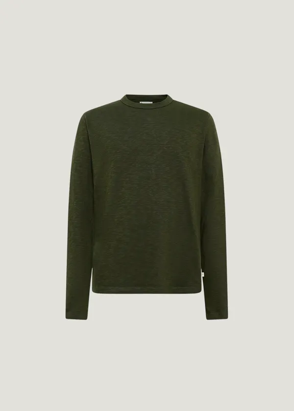 T-shirt manches longues en coton bio | vert "slub long sleeve t-shirt", Knowledge Cotton Apparel