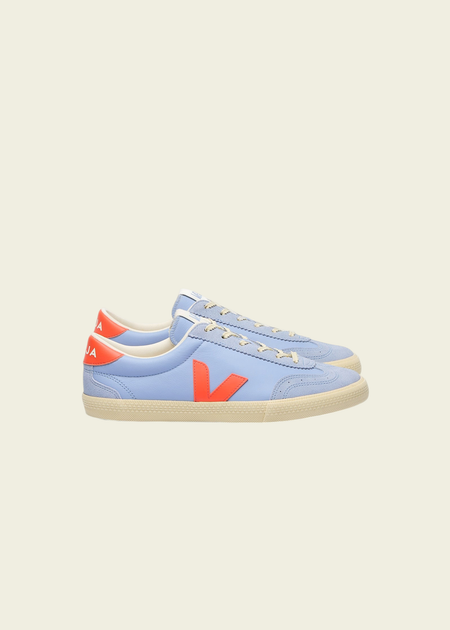 Baskets en cuir | bleu "volley - olympe orange fluo calcaire" - Veja
