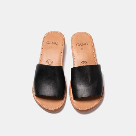 Sandales noires en cuir tannage végétal - ximena