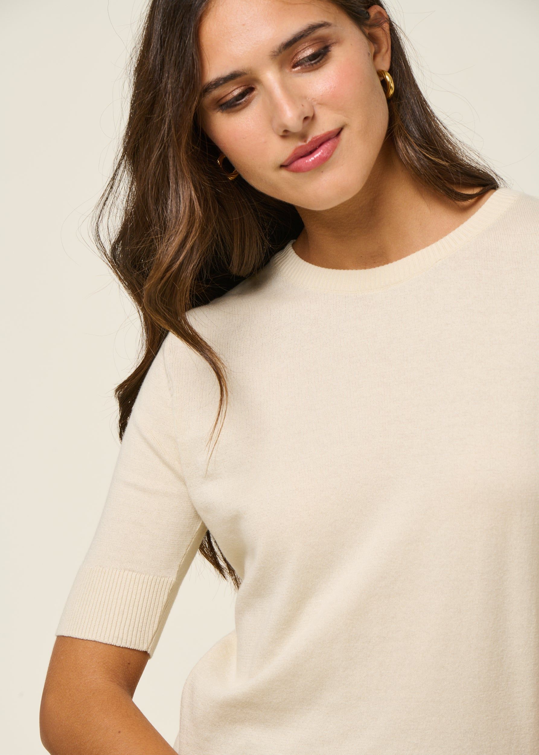 Kurzarmpullover aus Bio-Baumwolle | Ecru "suéter muike - ivory", SKFK, Foto 2