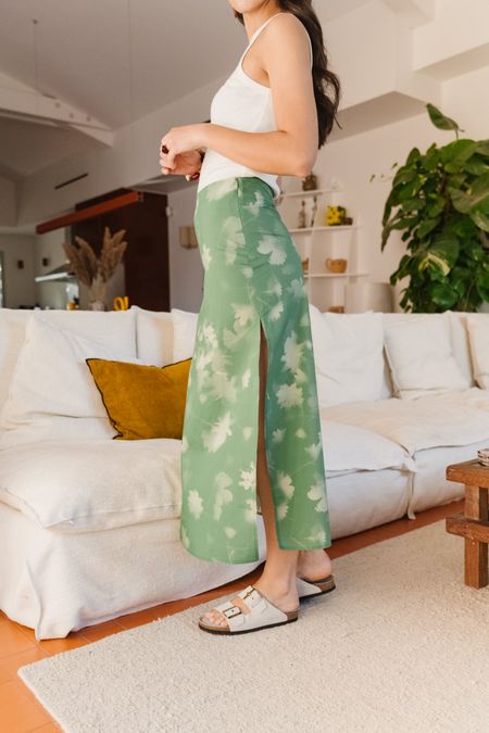 Jupe longue en coton bio et lyocell | vert "tipia kora skirt" - Thinking Mu