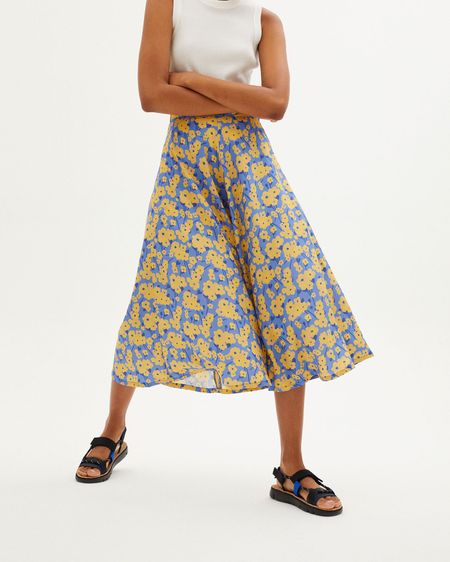 Jupe midi fleurie en ecovero - bloom lavanda skirt indigo