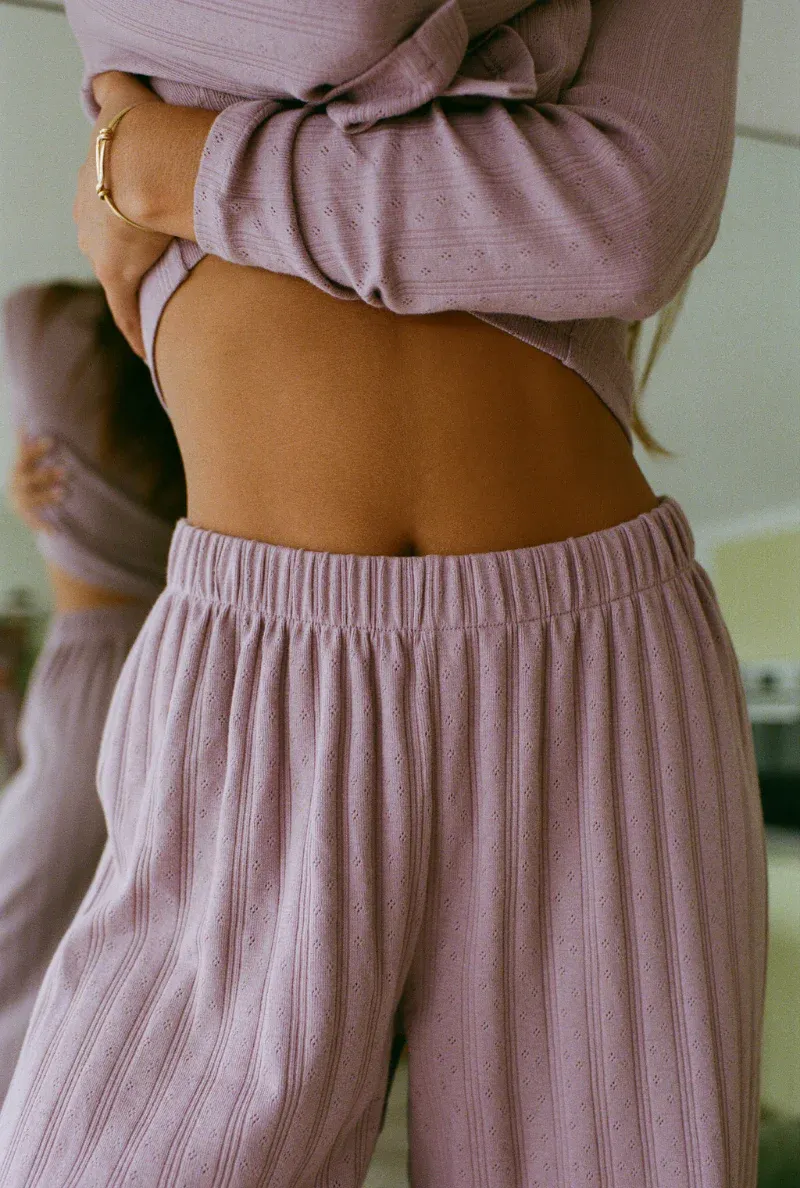 Pantalon de pyjama en coton bio |  mauve "maud", Nénés Paris, photo 2