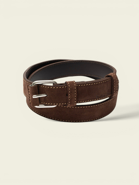Ceinture cuir suède en tannage végétal | marron "dwayne suede belt - dark brown" - Nudie Jeans