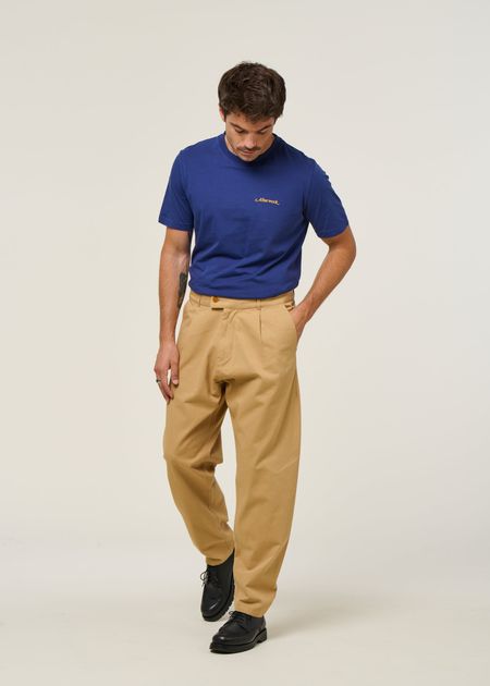 Pantalon large en twill de coton bio | beige "wotan camel", Thinking Mu, photo 4