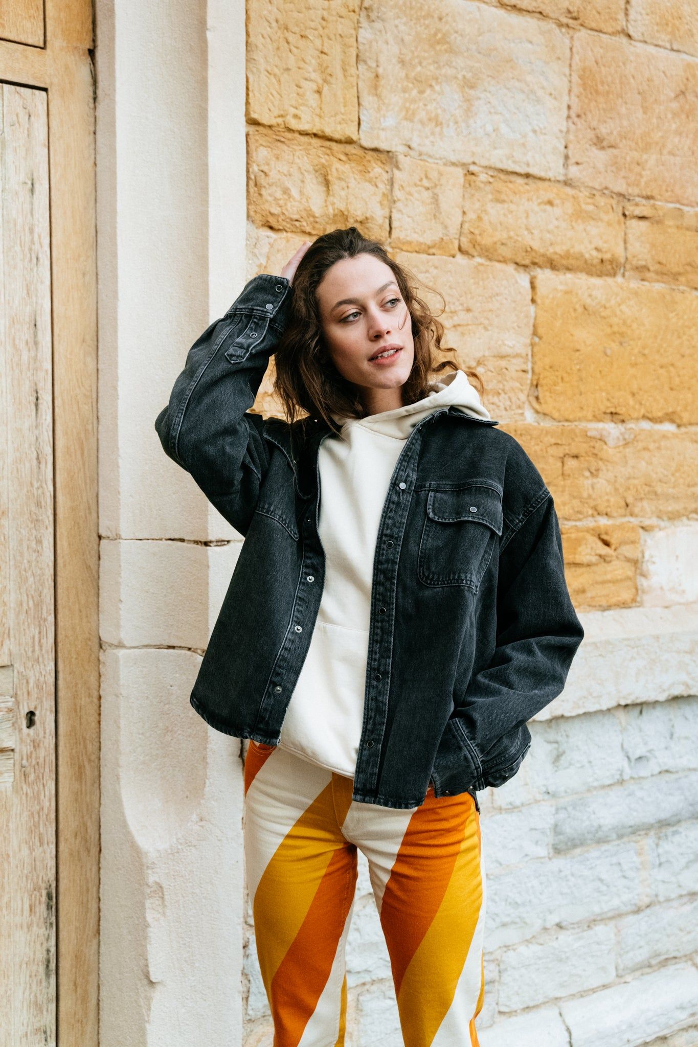 Veste en jean noire en coton bio - ellen overshirt black blizzard, Samsoe Samsoe, photo 1