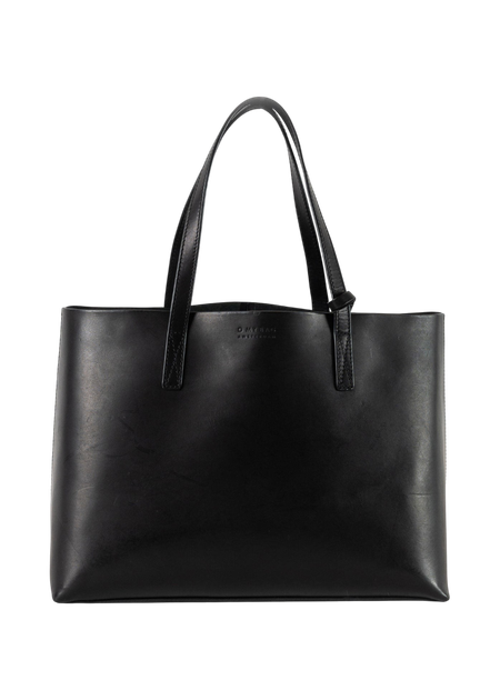 Sac cabas en cuir certifié | black "sam shopper black classic leather" - O My Bag