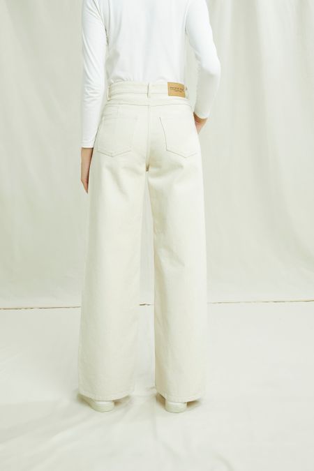 Pantalon ample crème en coton bio - flora, People Tree, photo 4