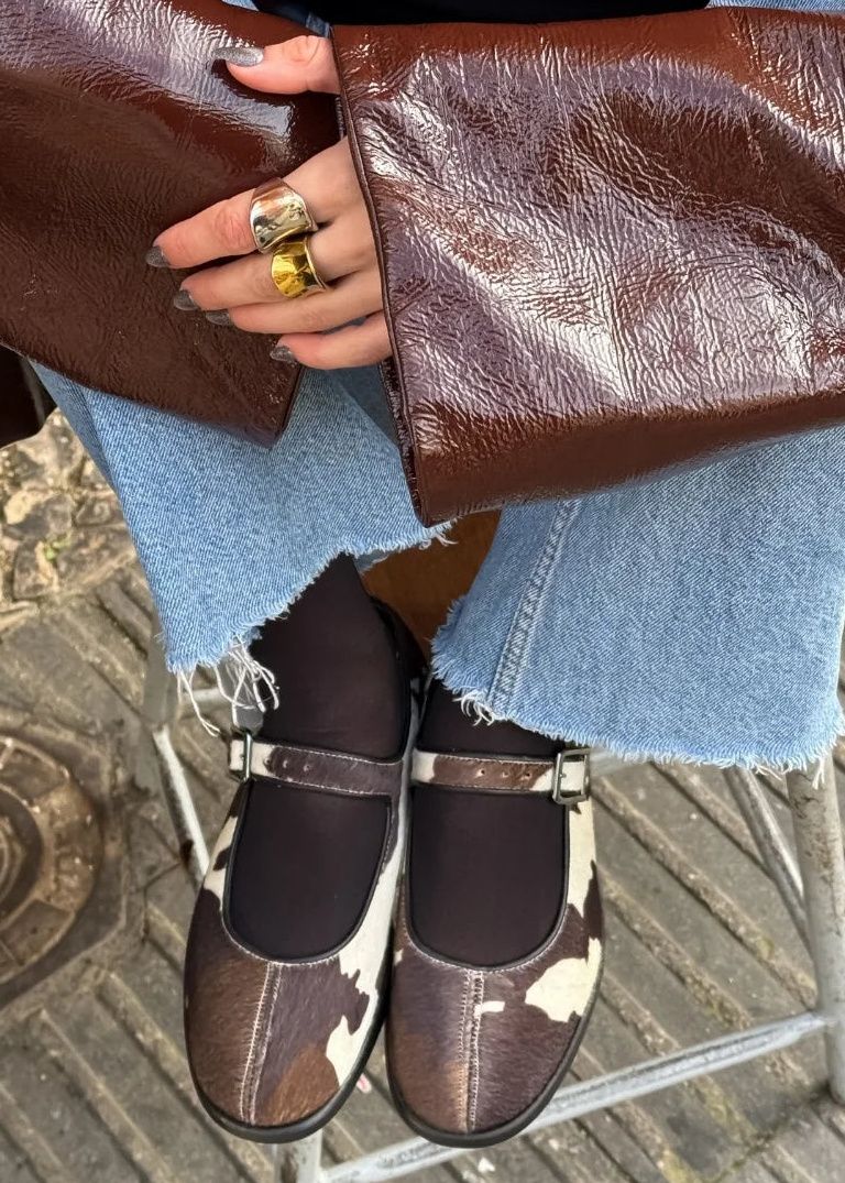 Ballerine à bride | beige et marron "Gaia vache - vache", Zèta Shoes, photo 1