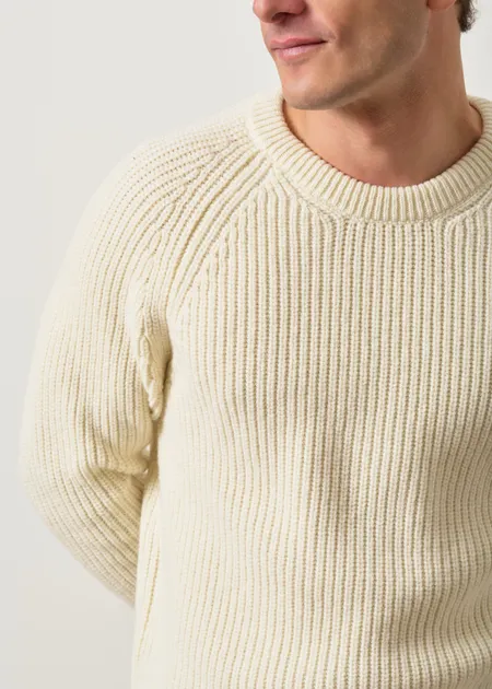 Pull raglan côtes anglaises en laine mérinos | écru, WeDressFair, photo 5
