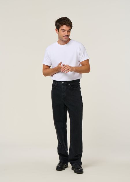 Jean droit large en coton bio | noir "tuff tony black vintage wash", Nudie Jeans, photo 5