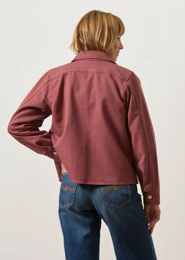 Veste en coton bio | bordeaux "Cropped jacket - washed burgundy", Rotholz