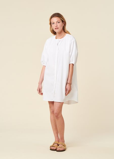 Robe chemise en coton bio | blanc "malala"