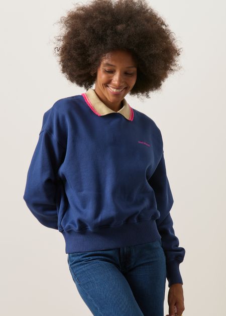 Sweat en coton bio | bleu marine "Geri stripped"