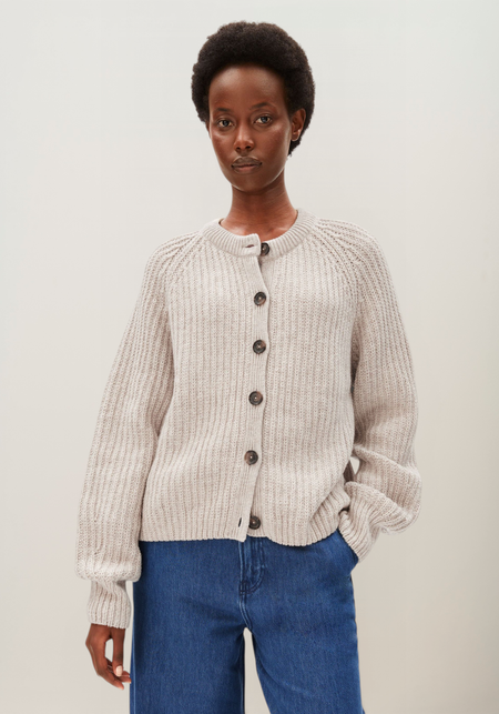 Gilet en laine et coton bio | gris "rib knit cardigan - honey melange"