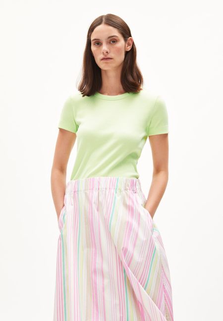 T-shirt côtelé vert anis en coton bio - kardaa light lime