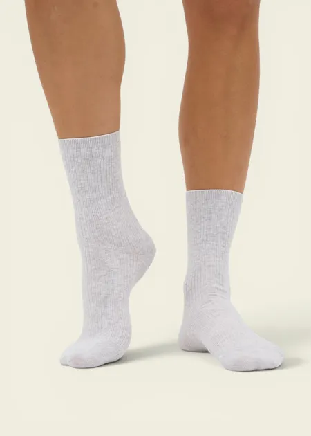 Chaussettes en coton biologique | gris chiné "women classic organic sock - snow melange", Colorful Standard, photo 2