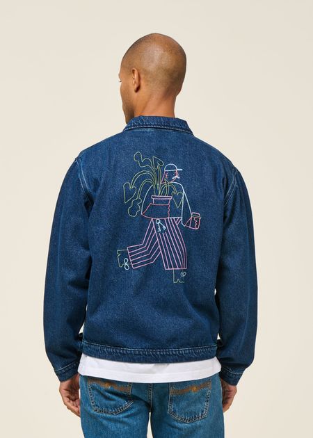 Veste denim en coton bio | bleu "jacket hekinan market plant" - Olow