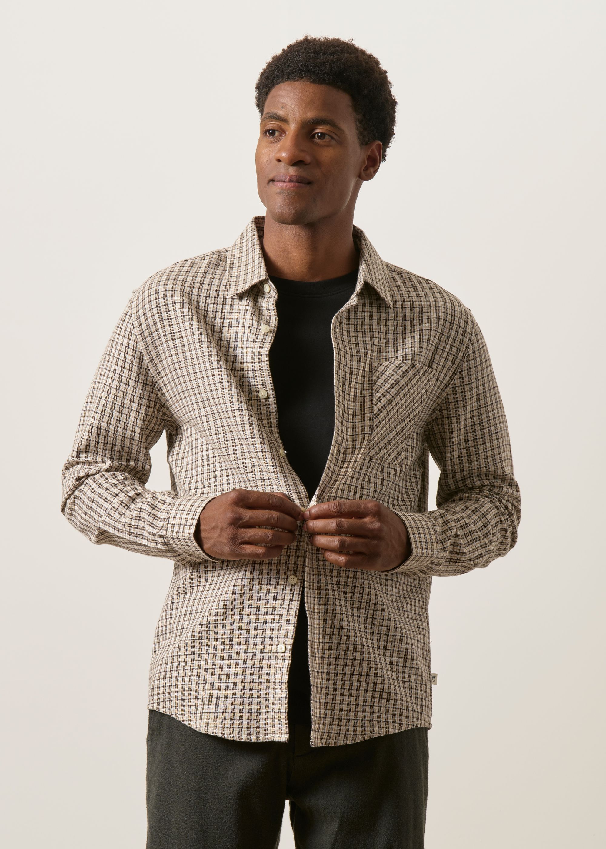 Kariertes Flanellhemd aus Bio-Baumwolle | beige "dune regular check shirt", Knowledge Cotton Apparel, Foto 1
