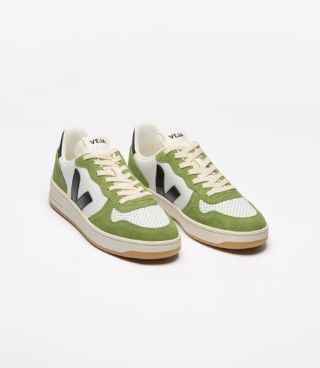 Sneaker aus Leder | Grün und Weiß "v-10 prime - white_black_kiwi", Veja, Foto 2