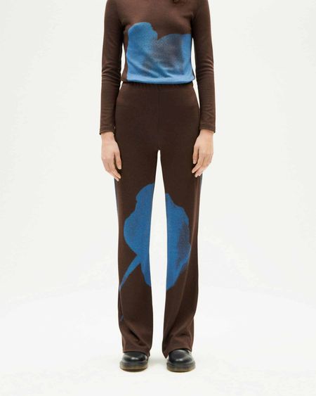 Pantalon droit en ecovero | marron "flower naia pants - brown"