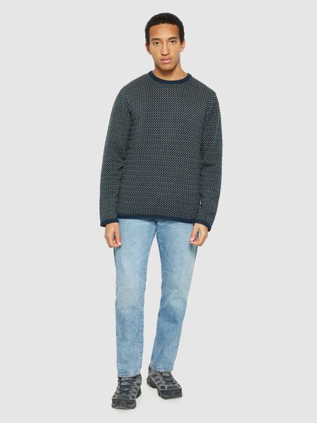 Pullover aus Bio-Baumwolle | Blau "jacquard crew neck knit - 9921 blue", Knowledge Cotton Apparel, Foto 3