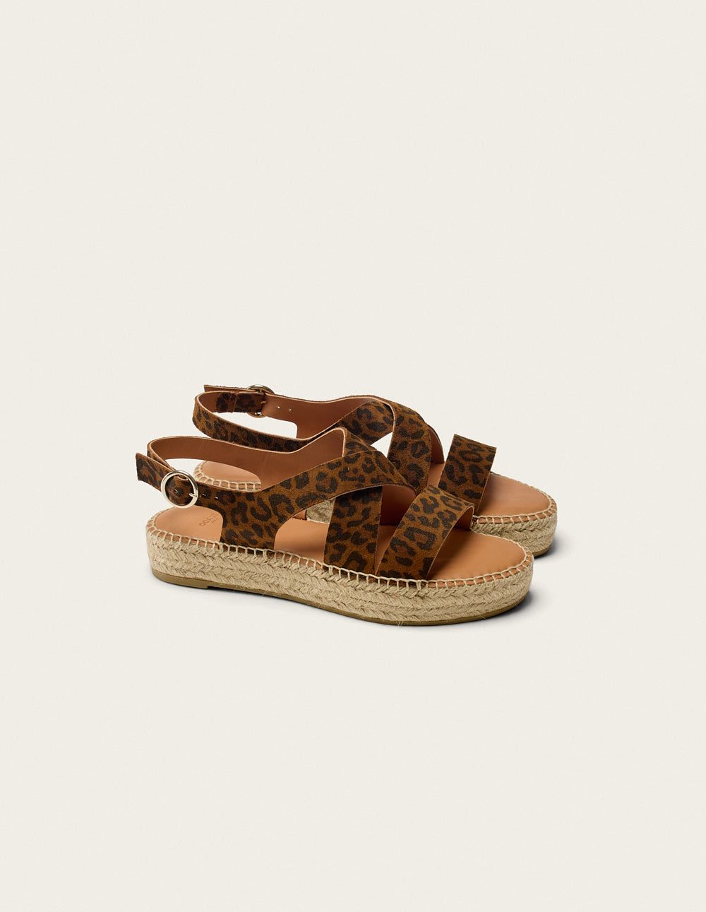 Espadrilles plateforme en cuir certifié | léopard "espadrilles chantal - suède", Odaje ex M.Moustache, photo 1