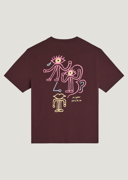 T-shirt imprimé en coton bio | bordeaux "Eye - wine - wine"
