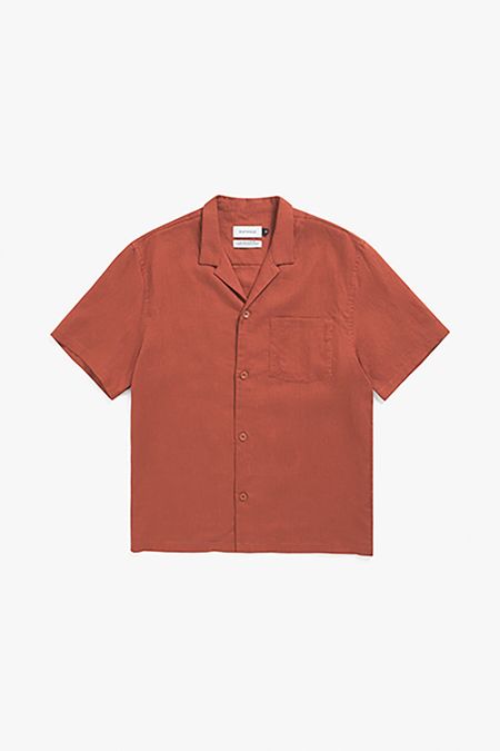 Chemise manches courtes en coton bio | rouge "bowling shirt - dusty red"