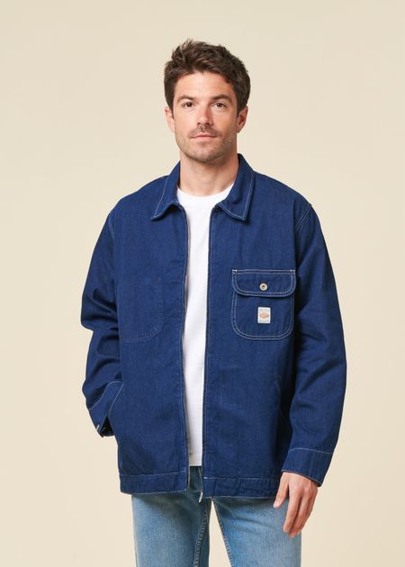 Veste denim en coton bio et recyclé | bleu "jimmy ud zip jacket blue"