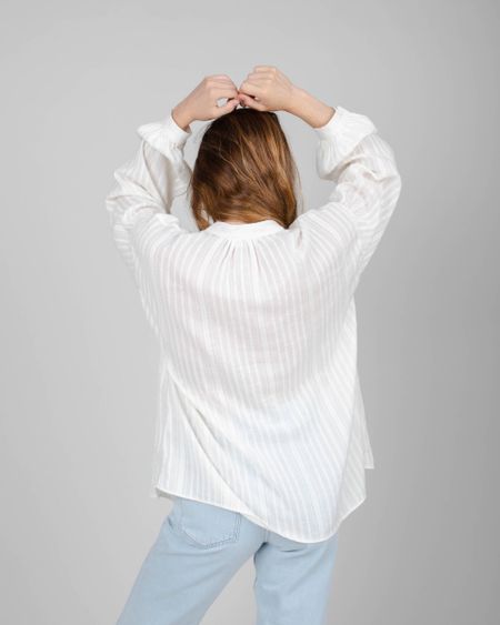 Chemise oversize blanche en coton bio - polka dot boho blouse white - white, Brava Fabrics, photo 7