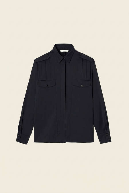 Hemd aus upgecyceltem Material | Schwarz "chemise officier alya - noir", Nitah, Foto 4