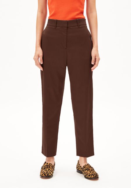 Pantalon à pinces en coton bio | marron "warmaar deep brown"
