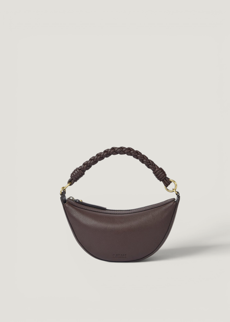 Sac en cuir certifié | chocolate "leo mini - chocolate soft grain (twisted handle)", O My Bag, photo 3