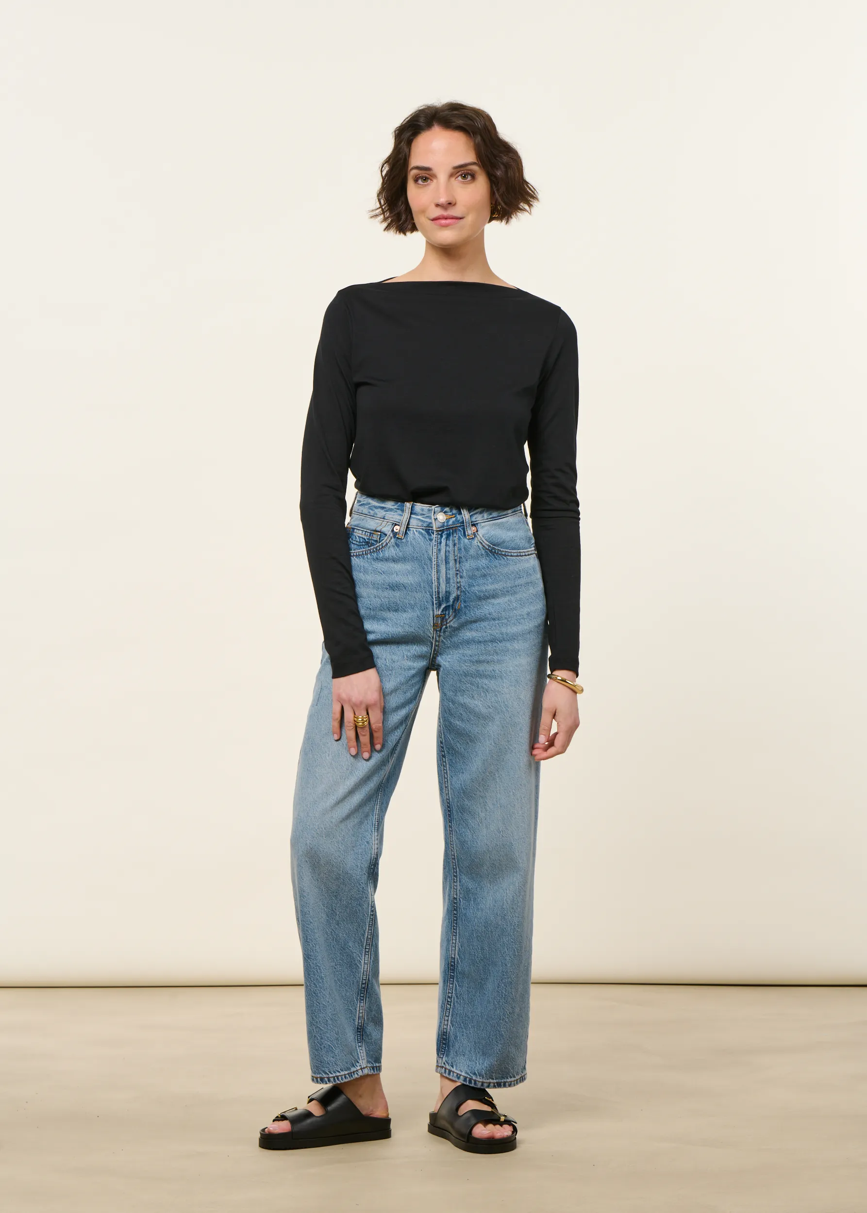 Jean droit en coton bio et tencel | bleu clair "liora cropped cindy light used", Kings of Indigo, photo 4