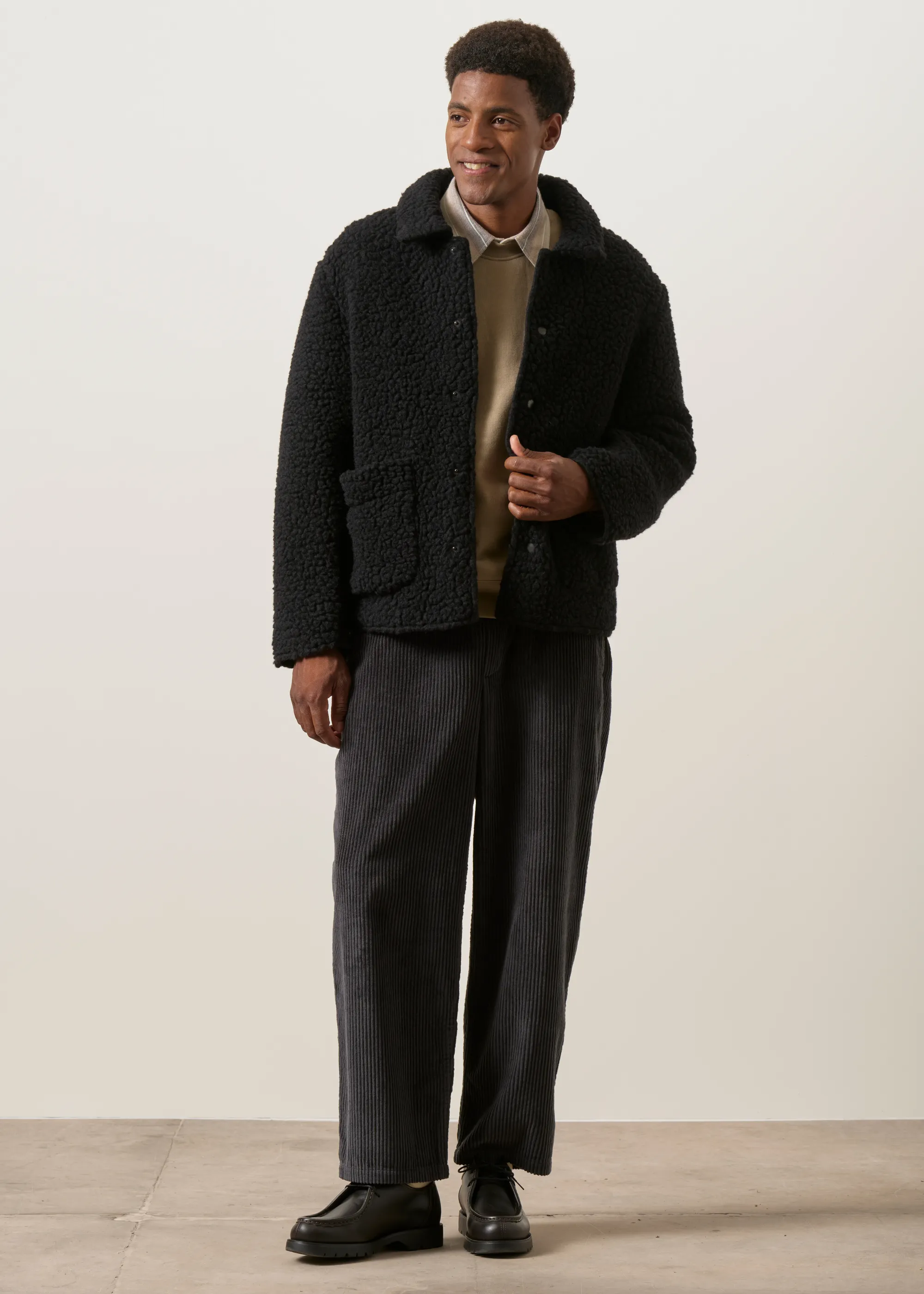 Veste Sherpa en laine et coton bio | noir "Sherpa jacket - true black", Rotholz, photo 3