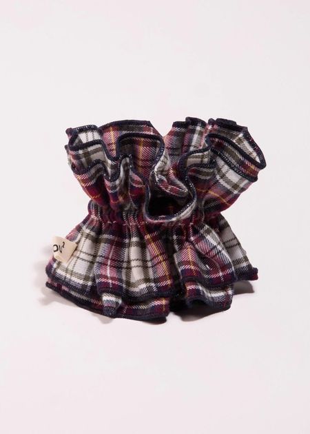 Maxi chouchou en matière upcyclée | tartan rouge - Chou²