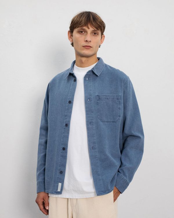 Chemise denim en coton bio | bleu "Leisure shirt recycled cotton - washed denim", Rotholz