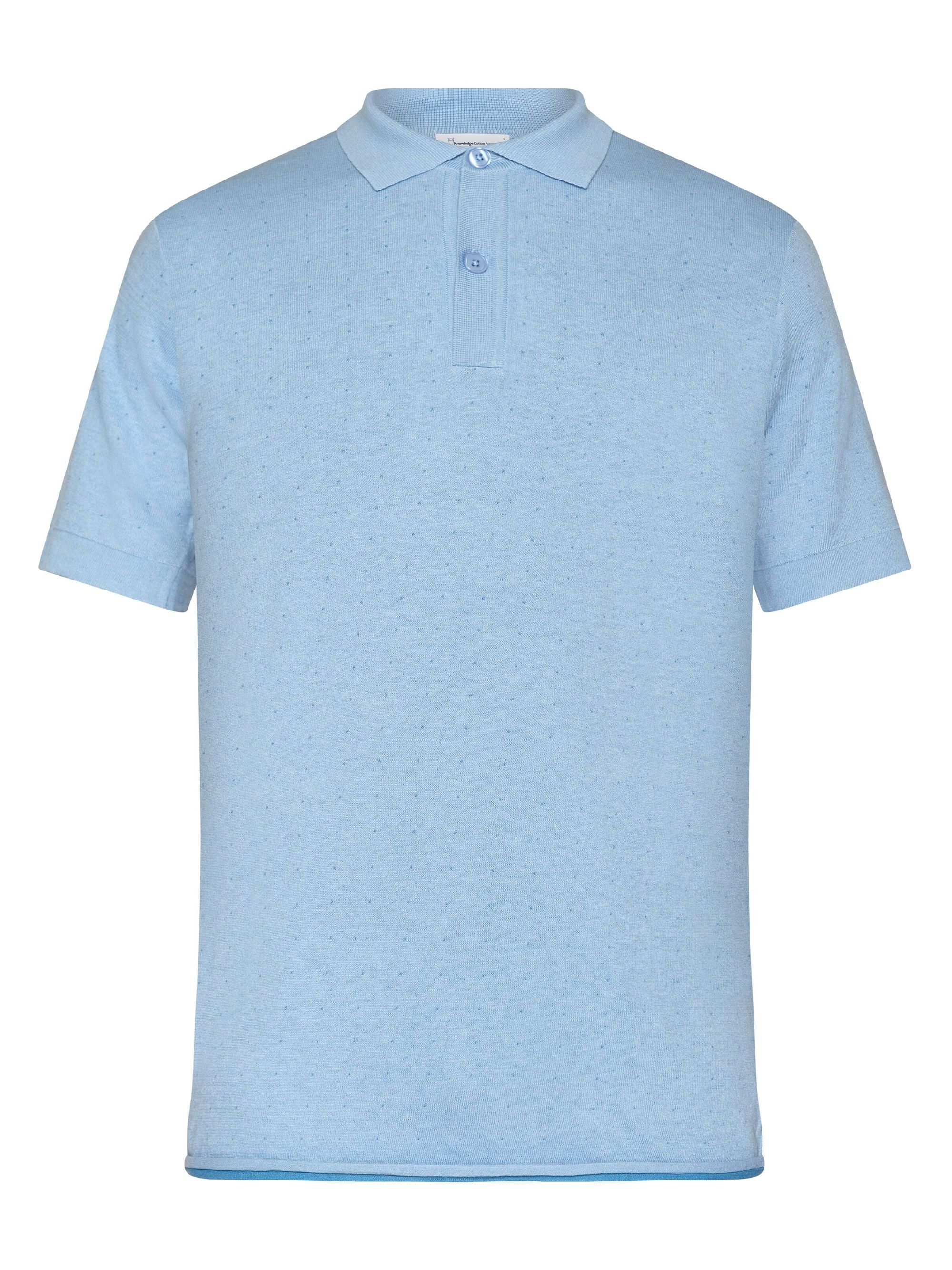 Polo en coton bio et en laine | bleu "regular double layer knitted polo dusk blue", Knowledge Cotton Apparel, photo 5