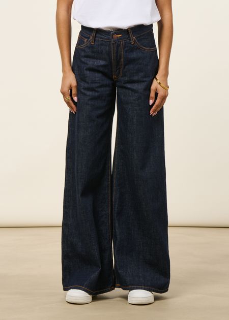 Jean wide leg en coton bio | bleu brut "sonic sue one wash"