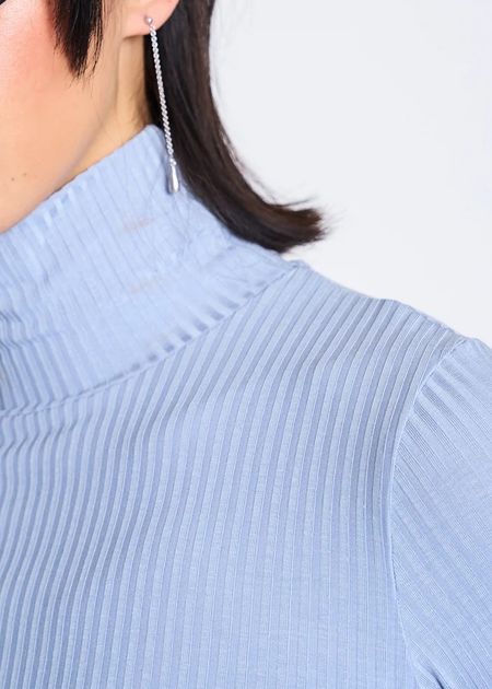 Geripptes Rollkragentop aus Tencel | hellblau "mio - mid blue", Jan'n June, Foto 3