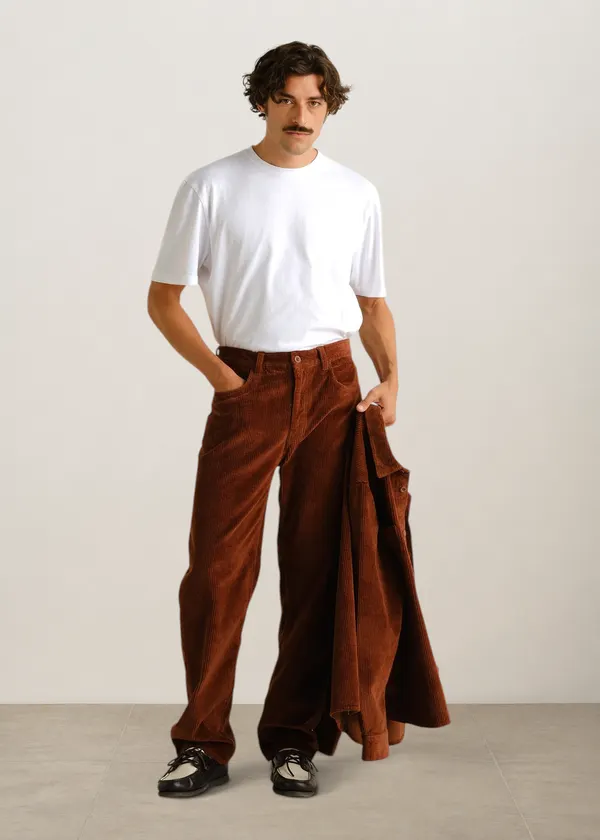 Pantalon droit velours en coton bio | marron "Pants hamburg corduroy cappuccino brown", Dedicated