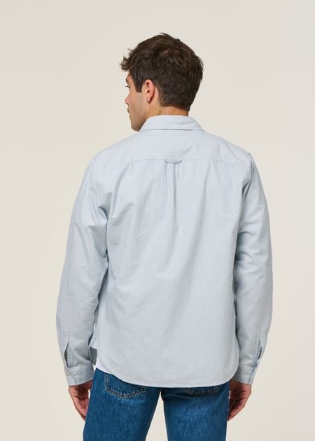 Chemise droite en coton bio | rayé "ken - eco brushed striped vintage blue", About Companions, photo 3