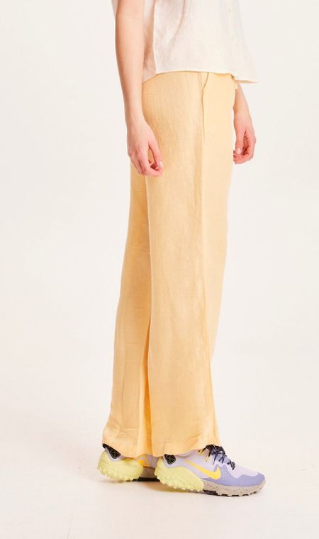 Pantalon ample jaune en lin bio et tencel - posey linen mix impala - Knowledge Cotton Apparel