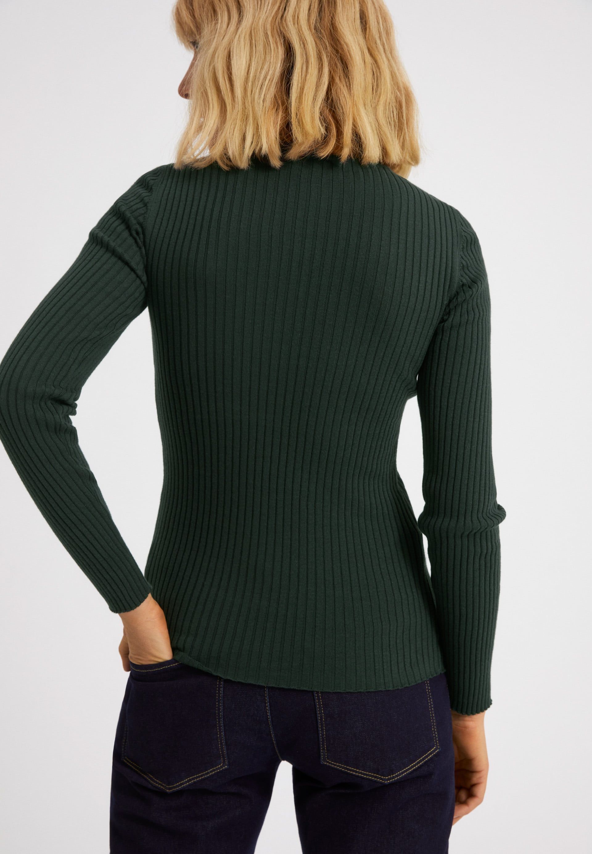 Sous-pull côtelé vert bouteille en coton bio - alaani vintage green, Armedangels, photo 2