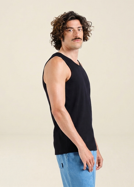 Marcel noir en coton bio | noir "Rib tank top forsa" - Dedicated